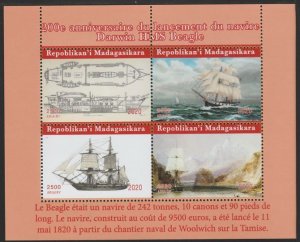 MADAGASCAR - 2020 - Darwin & HMS Beagle - Perf 4v Sheet - MNH -Private Issue