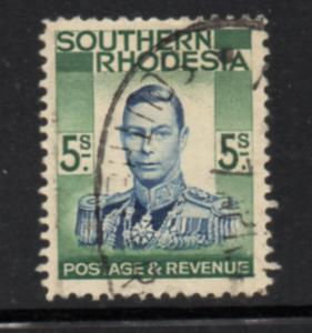 Southern Rhodesia Sc 84 1937 5/d George VI stamp used