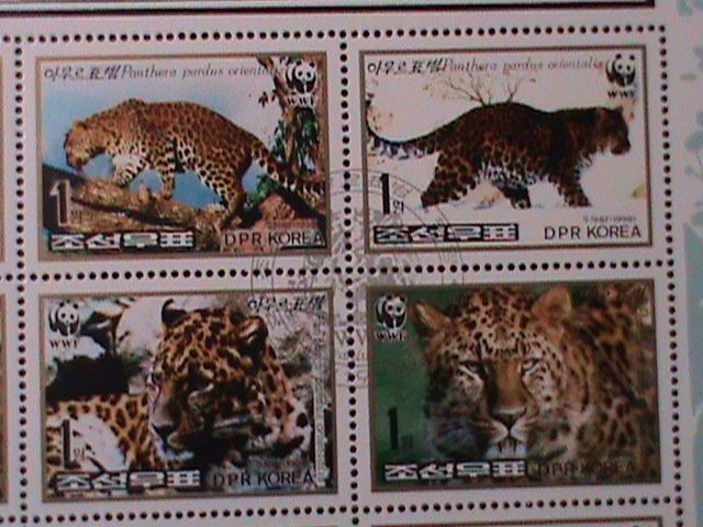 ​KOREA-1998-WWF-WORLD WILDLIFE FUND-LOVELY PANTHERS -CTO SHEET VF- LAST ONE