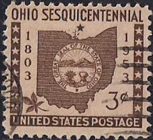 1018 3 cent Ohio Statehood VF used