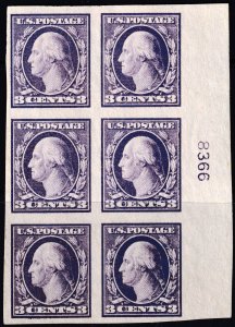 #484 Mint PG, VF, Plate number block of 6 (CV $ - ID28240)