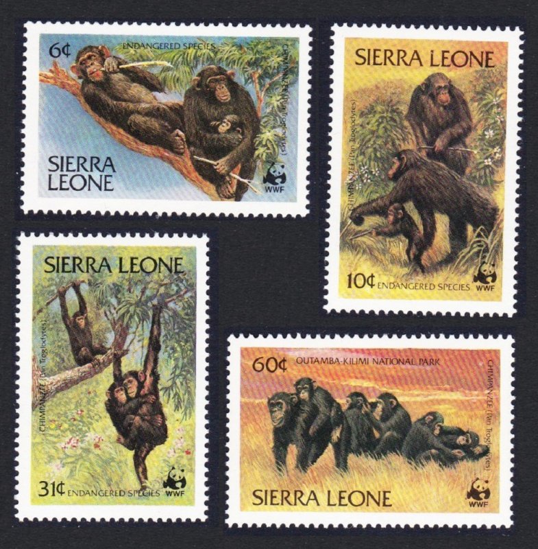 Sierra Leone WWF Chimpanzee 4v 1983 MNH SC#586-589 SG#745-748 MI#713-716