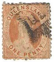 Queensland 44a, used, pale orange vermillion, 1876, (a290)