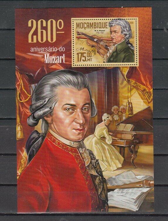 Mozambique, 2016 issue. Composer Mozart s/sheet. ^