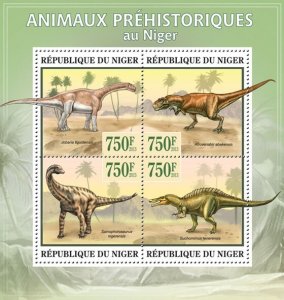 NIGER - 2013 - Prehistoric Animals - Perf 4v Sheet - Mint Never Hinged