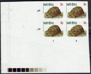 SOUTH AFRICA 1997 TORTOISE 10C ERROR IMPERF BLOCK MNH **