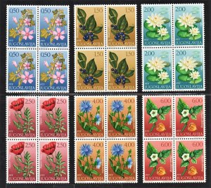 YUGOSLAVIA 1971 Beautiful Flowers (6v Cpt, B/4) MNH
