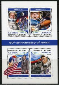 SIERRA LEONE  2018 60th ANNIVERSARY OF NASA  WITH JOHN F. KENNEDY SHEET  MINT NH