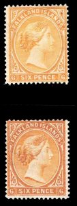 MOMEN: FALKLAND ISLANDS SG #33-34 1891/1896 MINT OG H/NG £380 LOT #66179