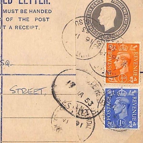 N143 1953 GB SUSSEX *Brighton* Registered KGVI FRANKING Stationery Cover Devizes