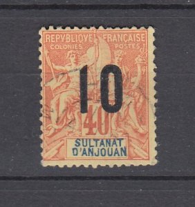 J45908 jl stamps, france french colonies sultanat D'anjouan used ovpt 10/40