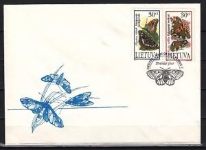 Lithuania, Scott cat. 519-520. Endangered Butterflies issue. First day cover. ^