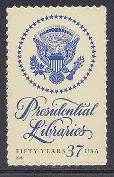 Catalog # 3930 Presidential Libraries 50 Years  Single 37 cent Stamp