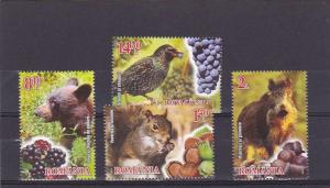 Romania 2014 STAMPS Animals bear squirrel boar fruits they eat MNH