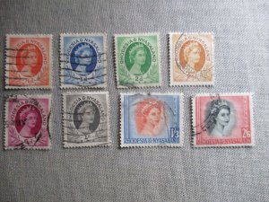 Rhodesia and Nyasaland, Scott# 141-143B, 147, 148-150, 152, used