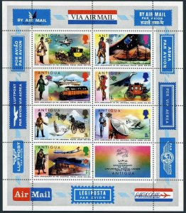 Antigua 340a,MNH.Michel Bl.13. UPU-100,1974.Mail Transport,Pigeon,Concorde,Bus,