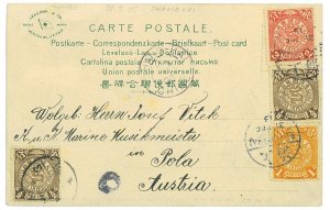 P2773 - CHINESE IMPERIAL POST, 3 COLOR FRANKING TO AUSTRIA (CROATIA) 1913-