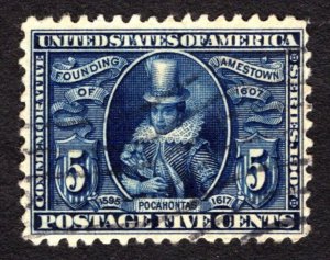 1907, US 5c, Pocahontas, Used, Well-Centered, Sc 330