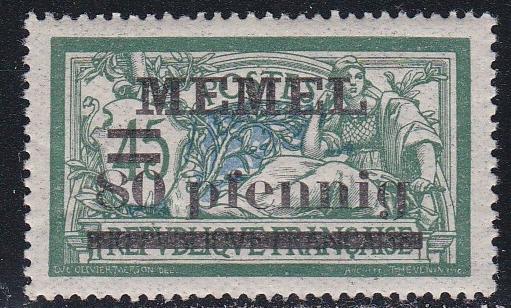 Memel # 25, French Stamp Overprinted, NH