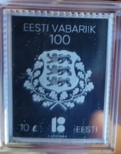 O) 2018 ESTONIA,  ANNIVERSARY OF THE REPUBLIC OF ESTONIA - COAT OF ARMS, SILVER