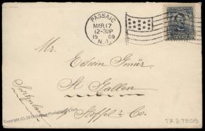 USA 1909 Switzerland Passaic NJ  Flag Cancel 5c Lincoln Cover 81902