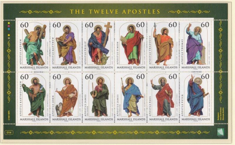 Marshall Islands (#625) 1997 The Twelve Apostles MNH sheet