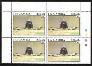 Gambia #1142  20b  Paintings  Margin Block of 4 (MNH) CV1.60