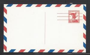 UXC4, *FLUORESCENT PAPER*, hard to find, AIRMAIL POST CARD, UNUSED, SHIPS $1.00