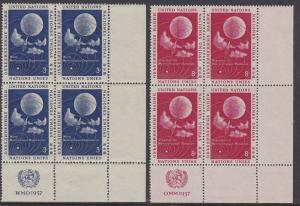 49-50 United Nations 1957 Meteorology Inscription Blocks MNH