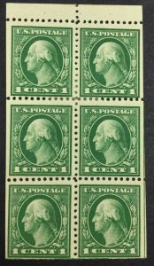 498e 1c Washington Booklet Pane Mint H