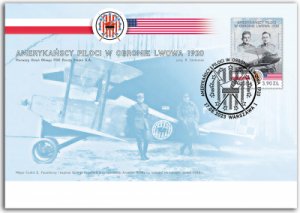 Poland 2023 FDC Stamps Aviation Airplane American Pilots in Polish Russian War