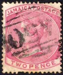 Jamaica SG9 2d Rose Wmk CC (crease) Little River A50 Pmk