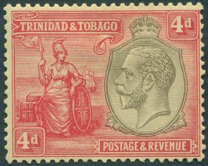 Trinidad & Tobago 1928 4d black & red on pale yellow SG224 unused