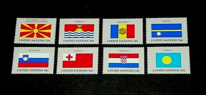 U.N. 2001, NEW YORK #795-802, FLAG SERIES, SINGLES, SET OF 8, MNH, NICE! LQQK!