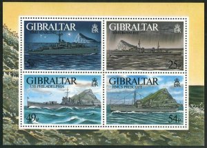 Gibraltar 714 ad sheet,MNH. World War II Warships 1996.