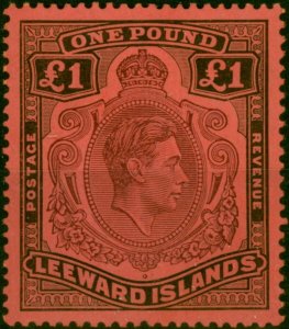 Leeward Islands 1942 £1 Purple & Black-Carmine SG114b Fine & Fresh MM