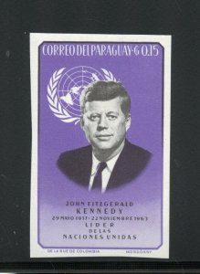 PARAGUAY JOHN F. KENNEDY MEMORIAL IMPERF PURPLE PROOF STAMP MINT NH