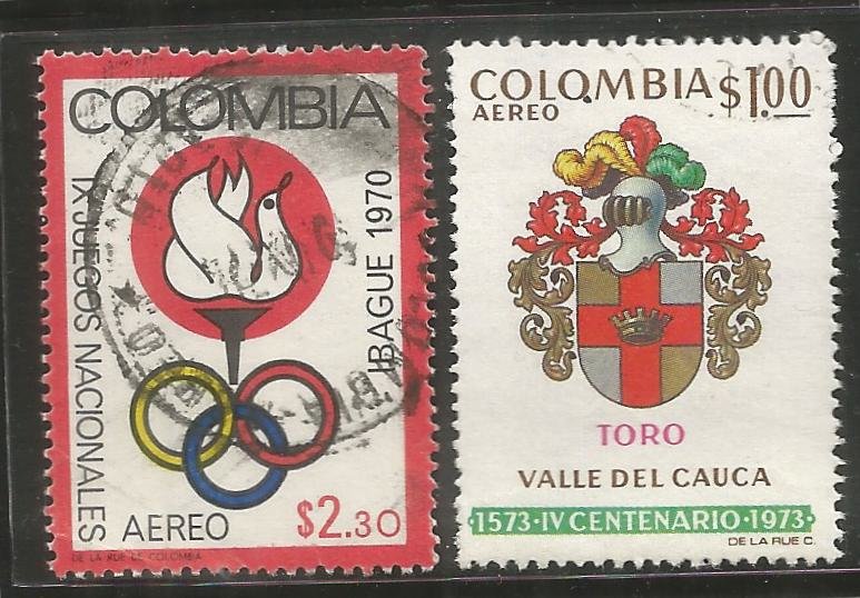 COLOMBIA  C528, C591  USED,  1970 AND 1973 ISSUE