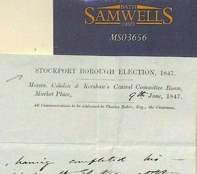 GB CHESHIRE *Stockport Borough Election*Historic Letter 1847 1d Red Cover MS3656 