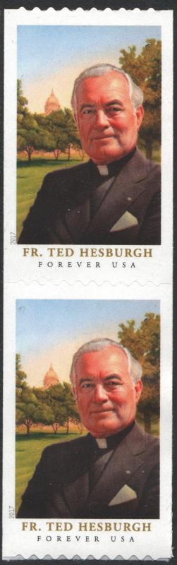 SC#5242 (50¢) Father Theodore Hesburgh Coil Pair (2017) SA