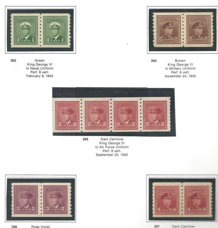 Canada 263 thru 267 Coils in pairs or strip of 4 OGNH *** SUPERB STAMPS ***