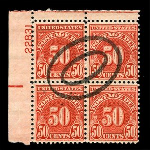 United States, Postage Dues #J86 Cat$52.50 (for hinged), 1931 50c dull carmin...