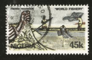 Nigeria Scott 440 used key fishing  stamp 