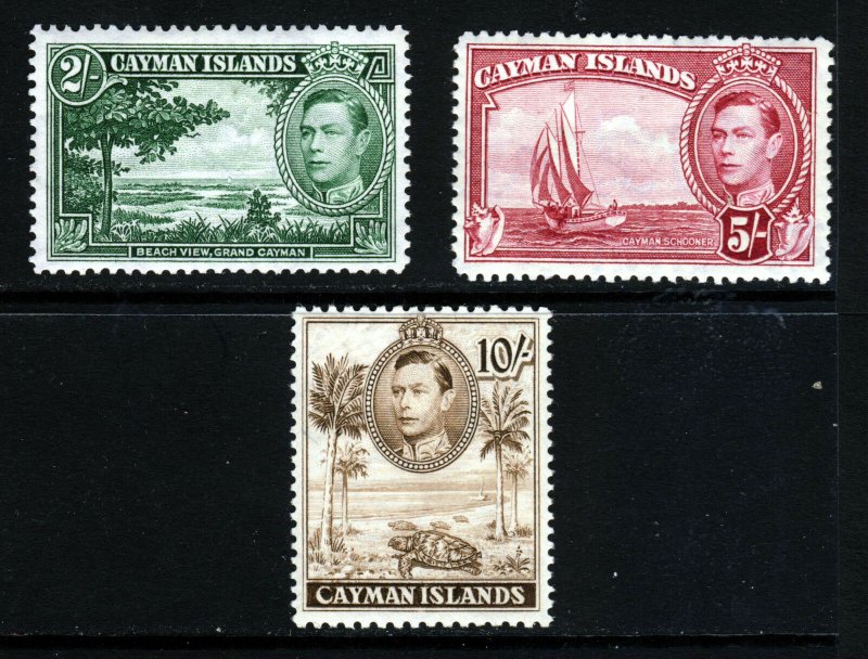 CAYMAN ISLANDS 1938-48 King George VI Highest Values SG 124a, 125 & 126 MINT 