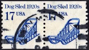 SC#2135 17¢ Dog Sled Coil Pair (1986) Used