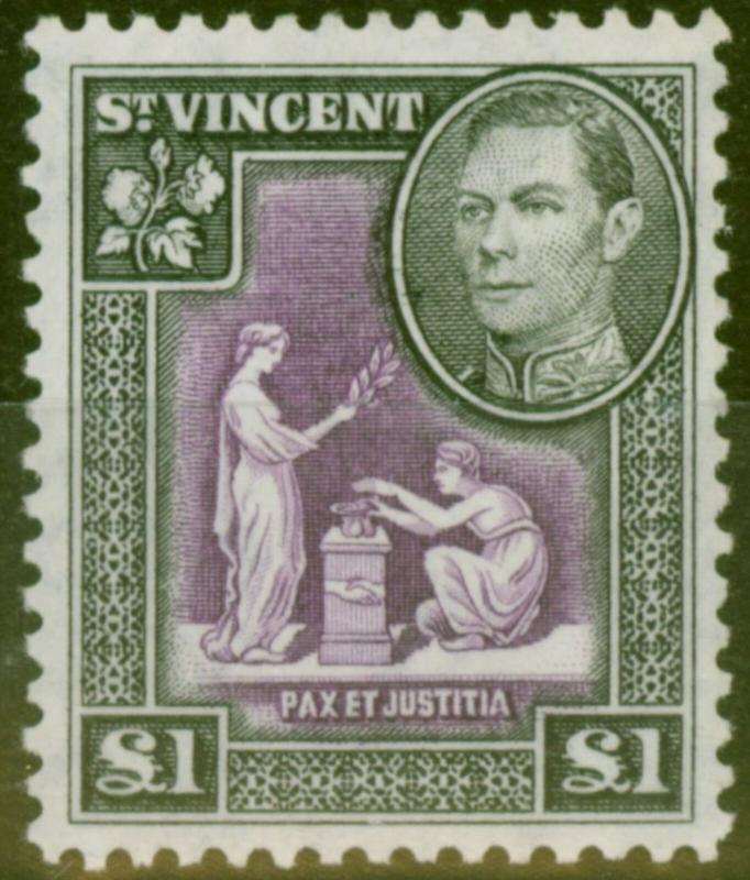 St Vincent 1938 £1 Purple & Black SG159 Fine Lightly Mtd Mint