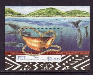 Fiji-Sc#824a-Unused NH sheet-Marine Life-Sperm Whales-1998-