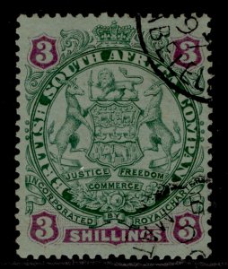 RHODESIA QV SG36, 3s green and mauve/blue, FINE USED. Cat £42.