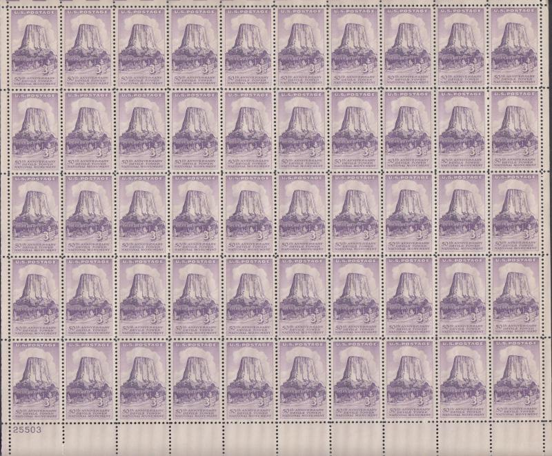 US #1084   Devil's Tower   Full sheet of 50  MNH
