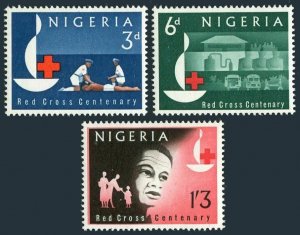 Nigeria 147-149,149a sheet,MNH.Michel 138-140,Bl.2. Red Cross Centenary,1963.
